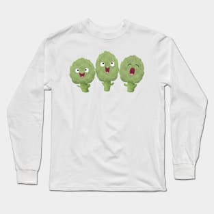 Cute singing artichokes cartoon illustration Long Sleeve T-Shirt